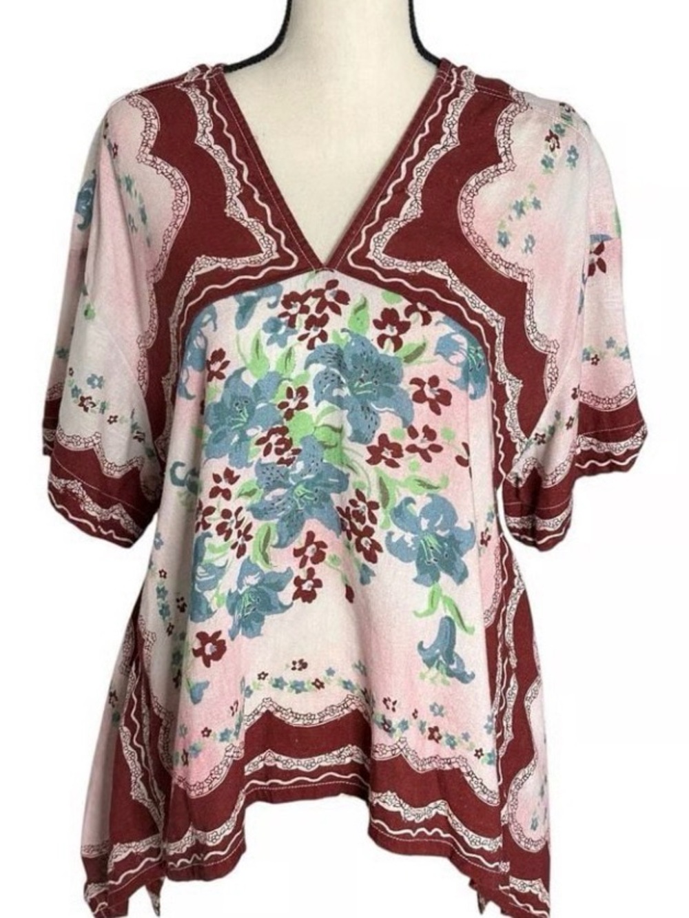 NWT Free People Washed In Flowers Top in Ivory Combo Size XS - Picture 4 of 4